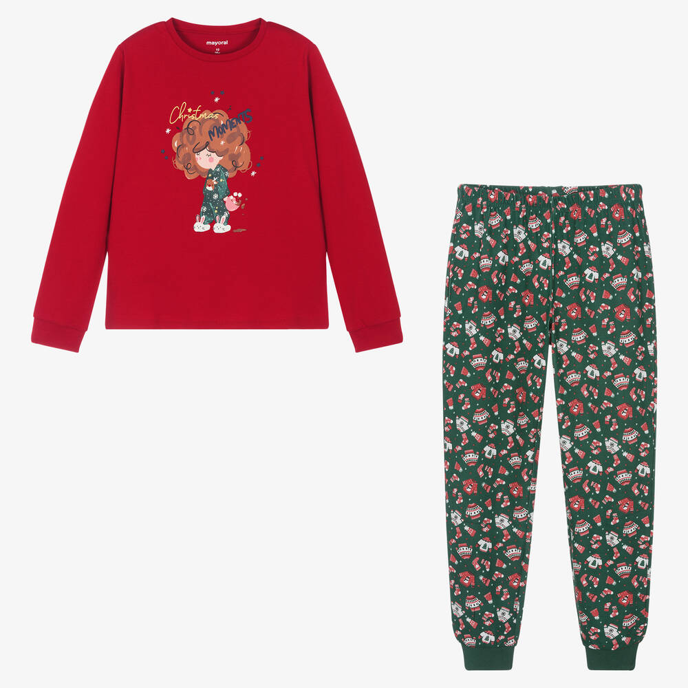 Mayoral - Pyjama de Noël rouge en coton ado | Childrensalon