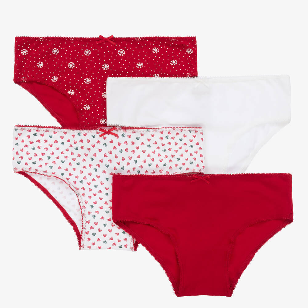 Mayoral - Teen Girls Red Cotton Knickers (4 Pack) | Childrensalon