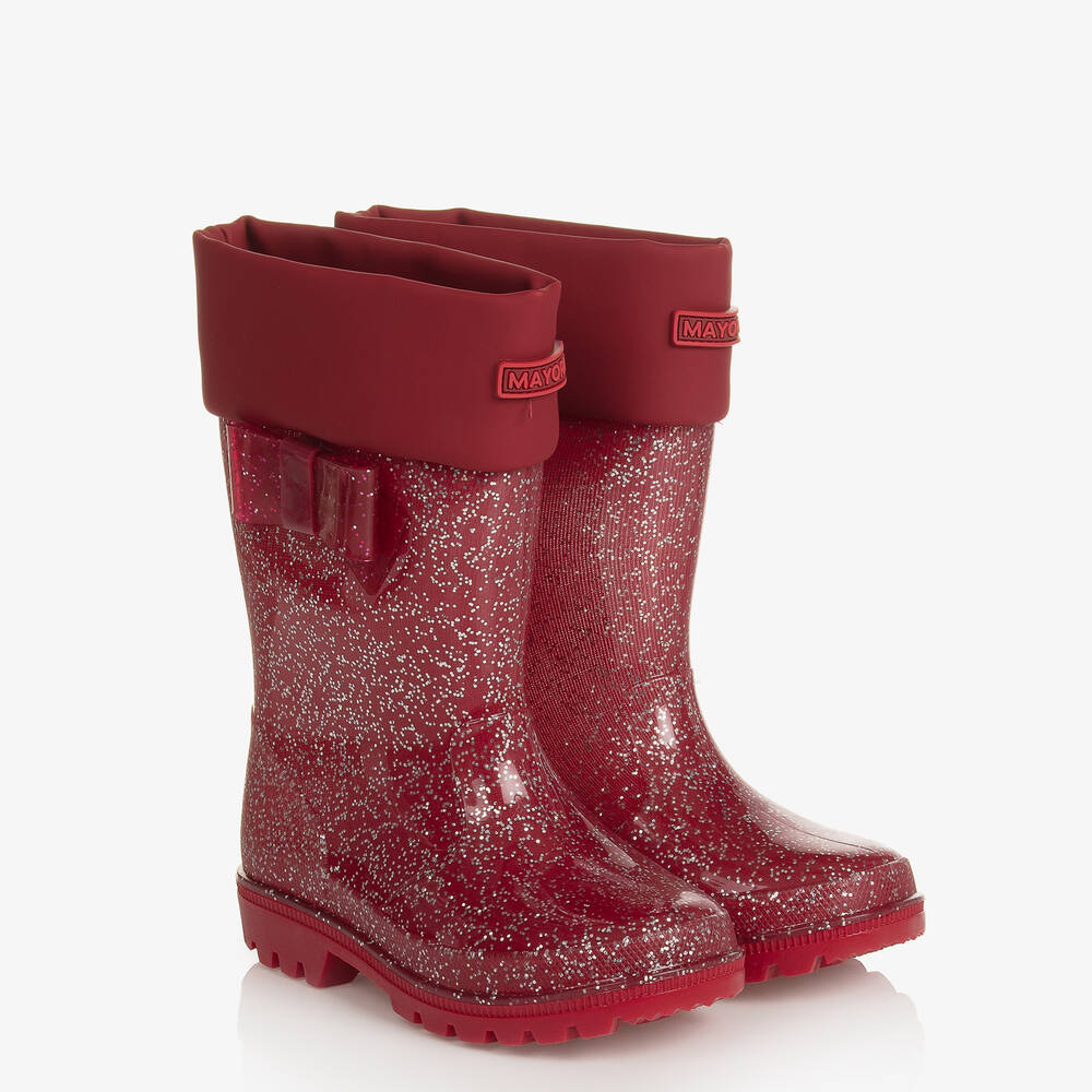 Mayoral-Teen Girls Red Glitter Rain Boots | Childrensalon Outlet