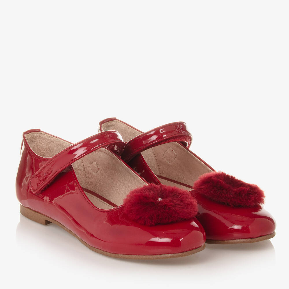 Mayoral-Teen Girls Red Patent Pom-Pom Shoes | Childrensalon Outlet