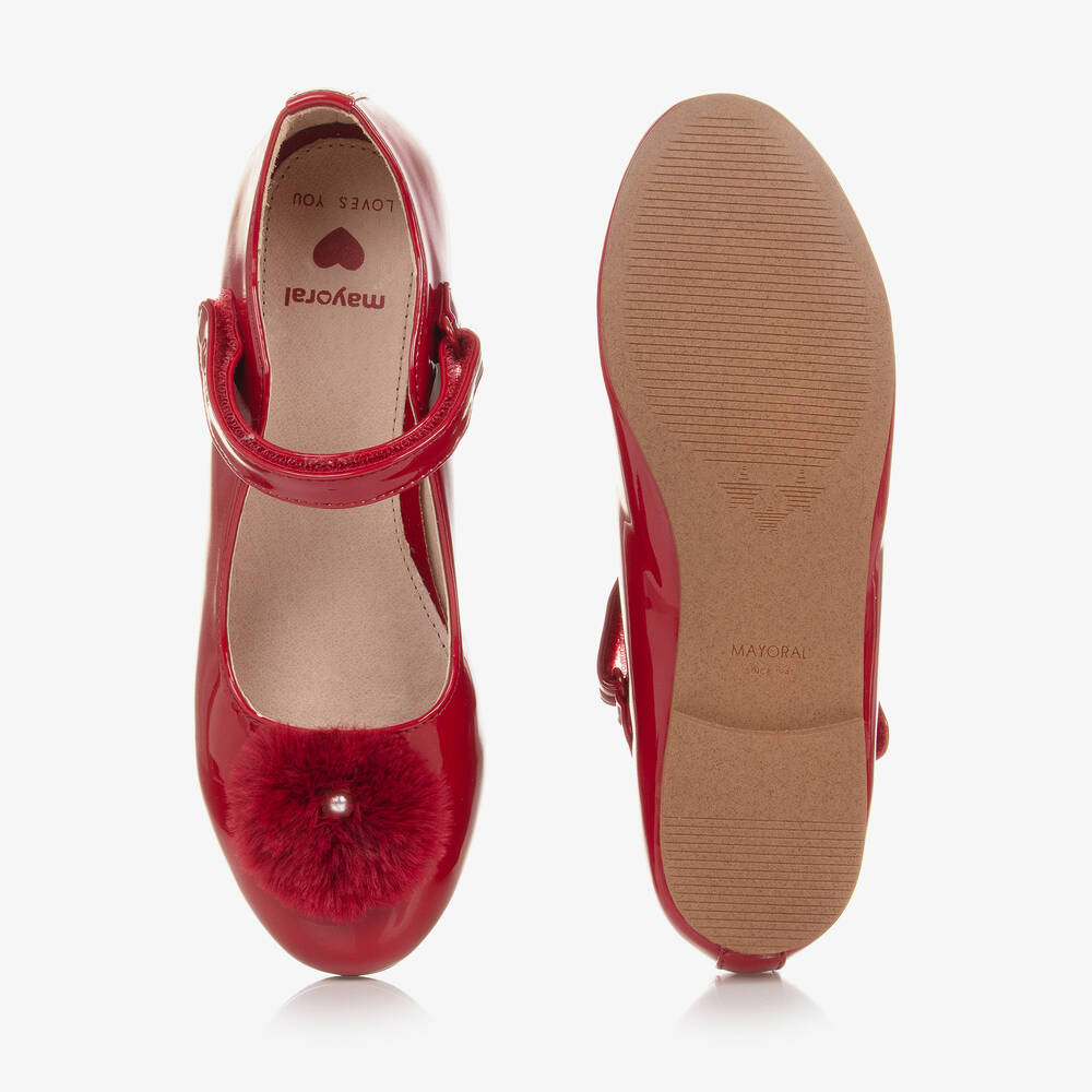 Mayoral-Teen Girls Red Patent Pom-Pom Shoes | Childrensalon Outlet