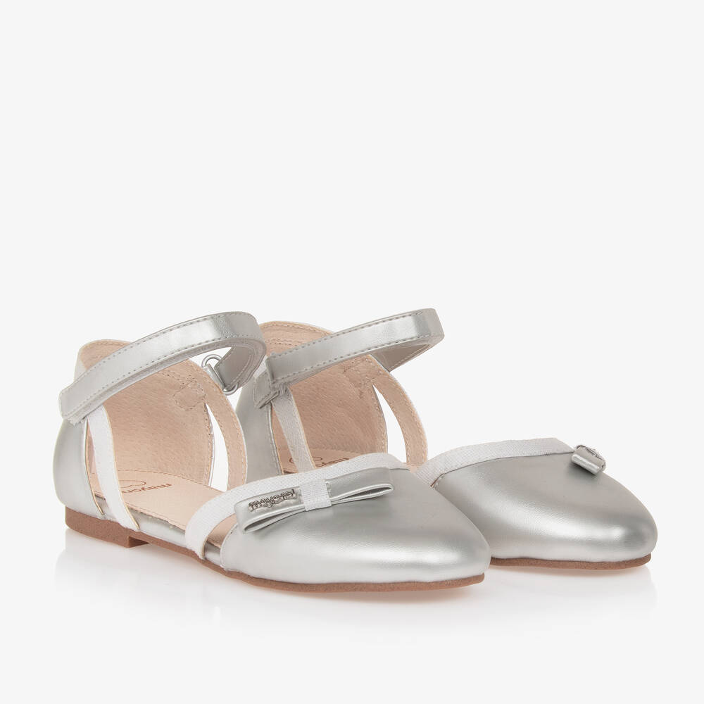 Mayoral-Teen Girls Silver Bow Pumps | Childrensalon Outlet