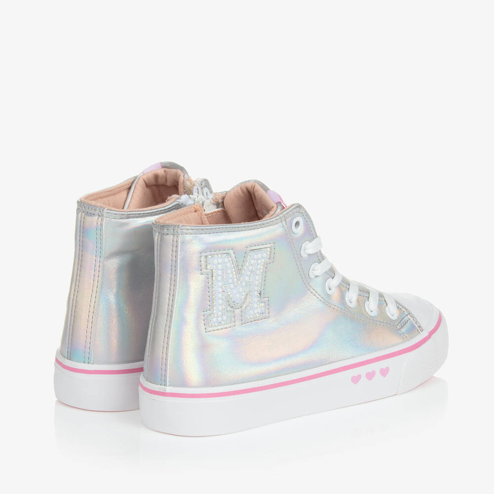 Mayoral-ترينرز بكاحل عالي جلد صناعي فضّي تينز بناتي | Childrensalon Outlet