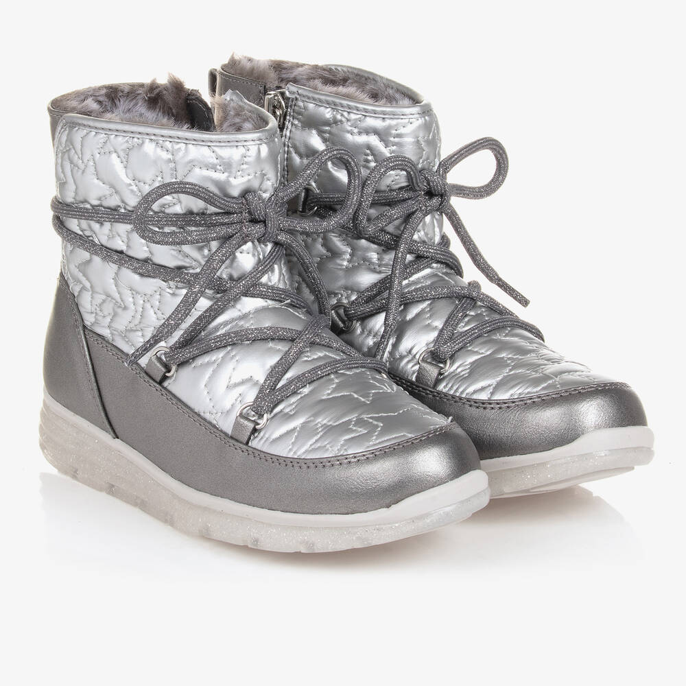 Mayoral - Teen Girls Silver Padded Star Snow Boots | Childrensalon