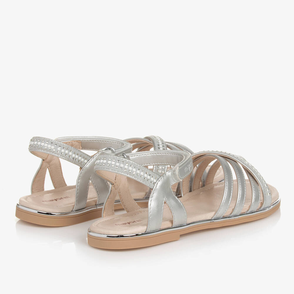 Mayoral-Teen Girls Silver Velcro Sandals | Childrensalon Outlet