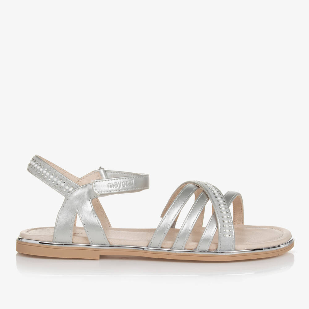 Mayoral-Teen Girls Silver Velcro Sandals | Childrensalon Outlet