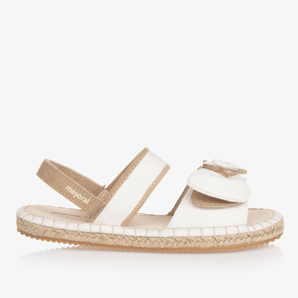 Mayoral-Teen Girls White Canvas Velcro Sandals | Childrensalon Outlet