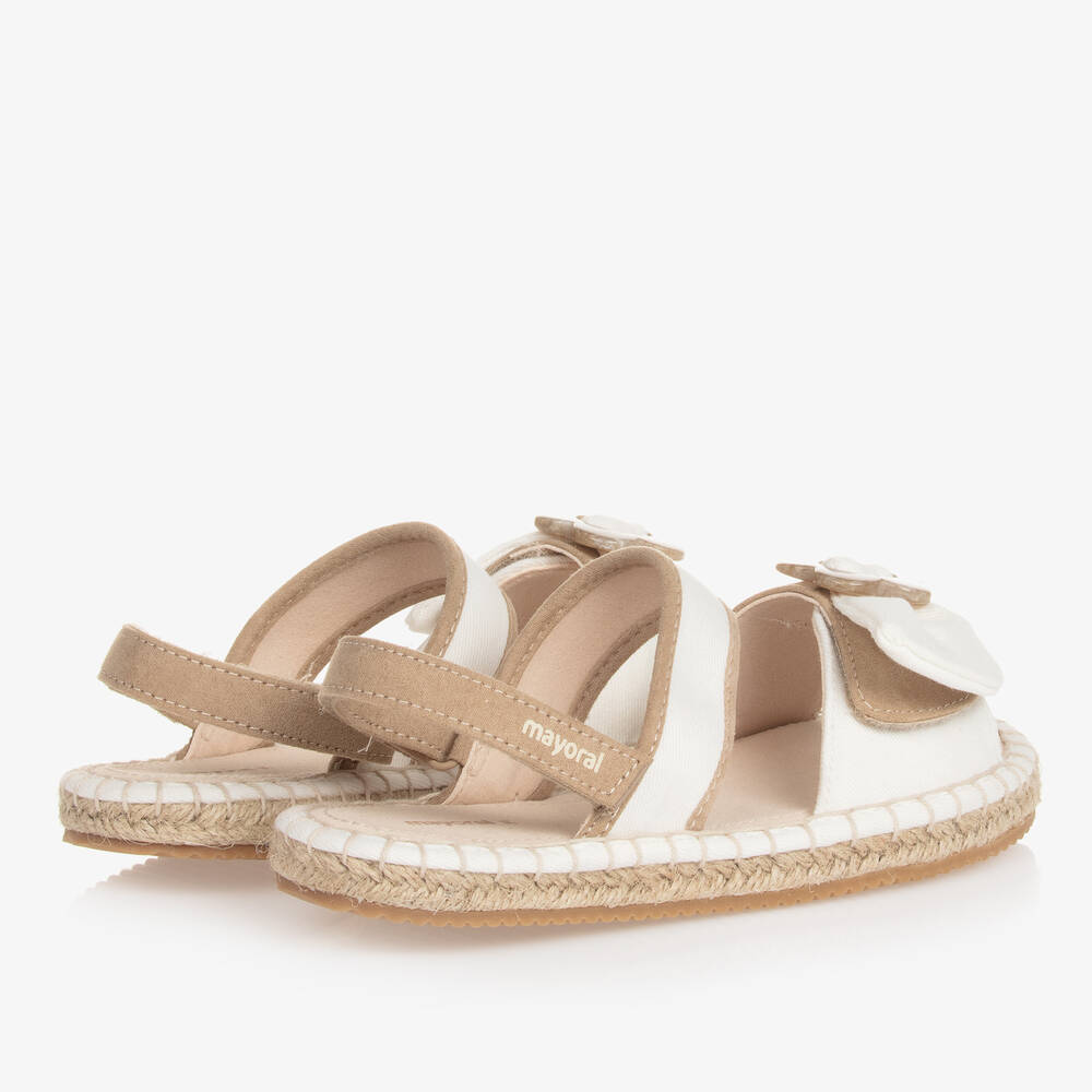 Mayoral-Teen Girls White Canvas Velcro Sandals | Childrensalon Outlet