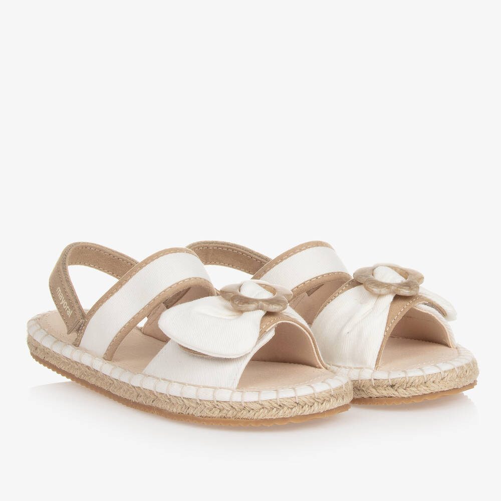 Mayoral-Teen Girls White Canvas Velcro Sandals | Childrensalon Outlet