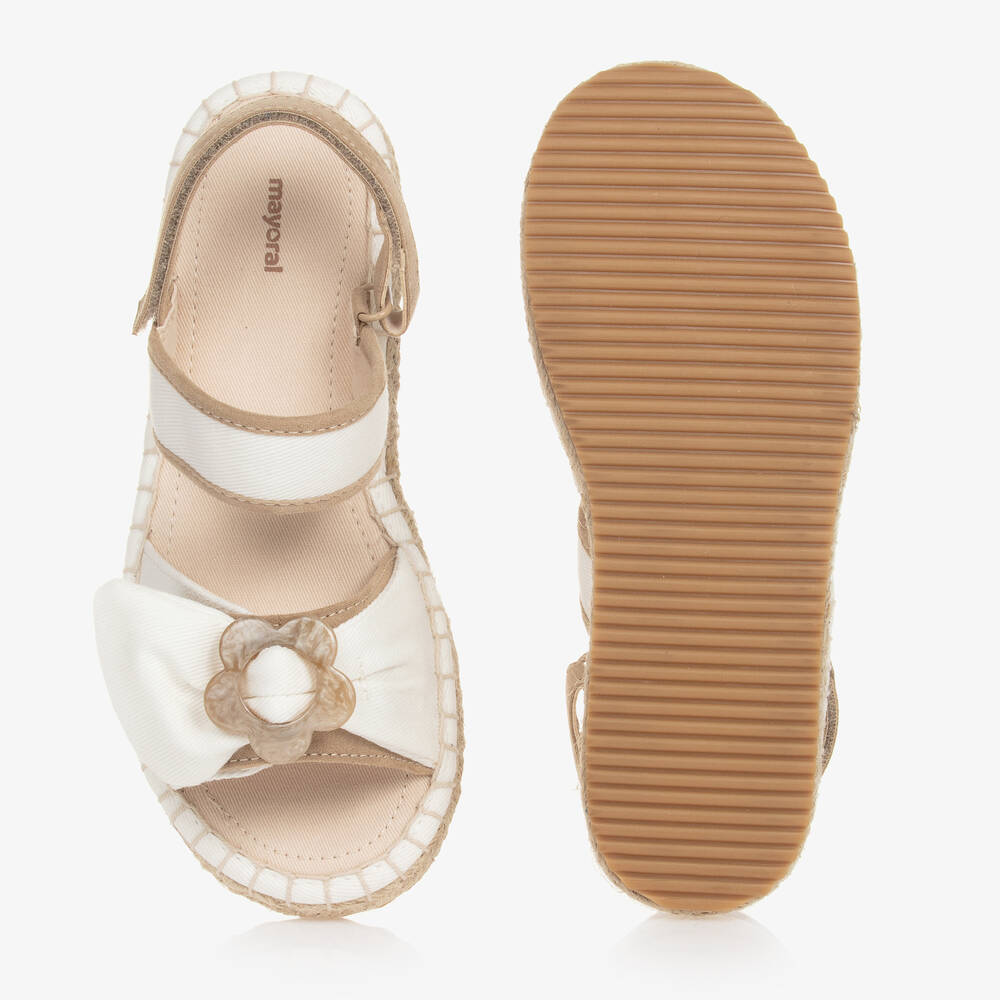 Mayoral-Teen Girls White Canvas Velcro Sandals | Childrensalon Outlet