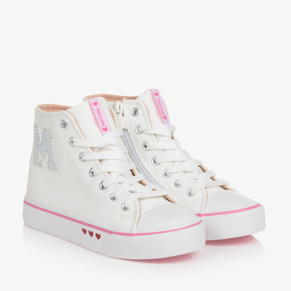 Mayoral - Teen Girls White High-Top Trainers | Childrensalon