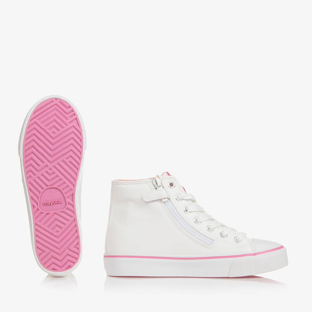 Mayoral-ترينرز بكاحل عالي جلد صناعي لون أبيض | Childrensalon Outlet