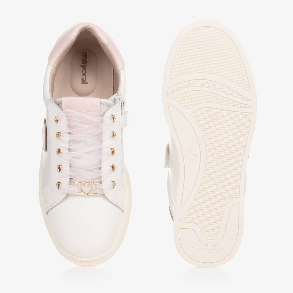 Mayoral-حذاء رياضي جلد لون أبيض للمراهقات | Childrensalon Outlet