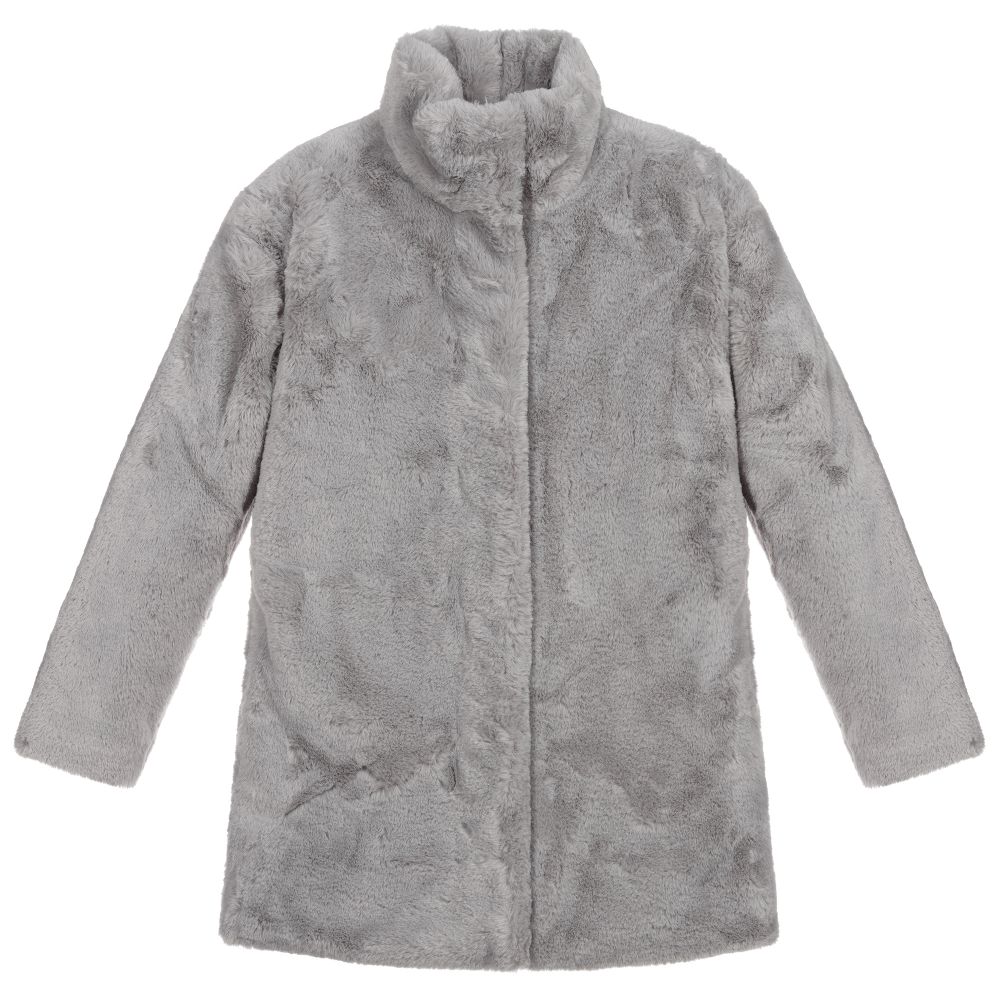 Mayoral - Teen Grey Faux Fur Coat | Childrensalon