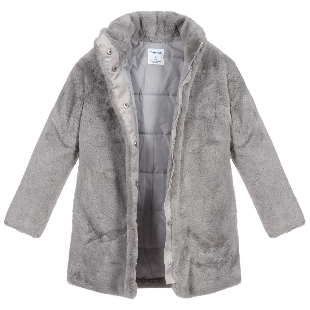 Childrens grey fur coat on sale