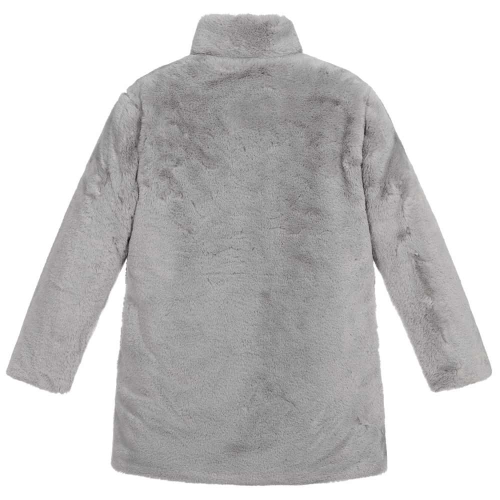 مايورال-Teen Grey Faux Fur Coat | Childrensalon Outlet