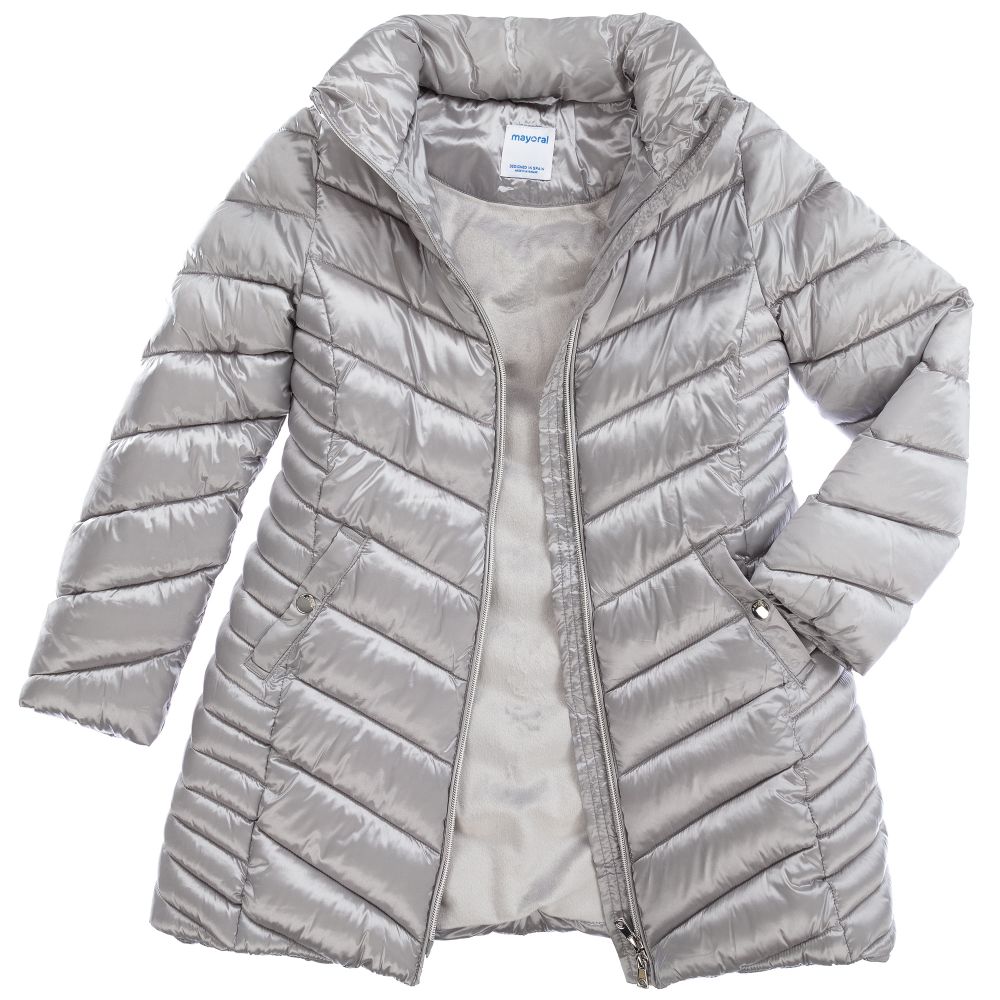 Mayoral-Teen Grey Hooded Puffer Coat | Childrensalon Outlet