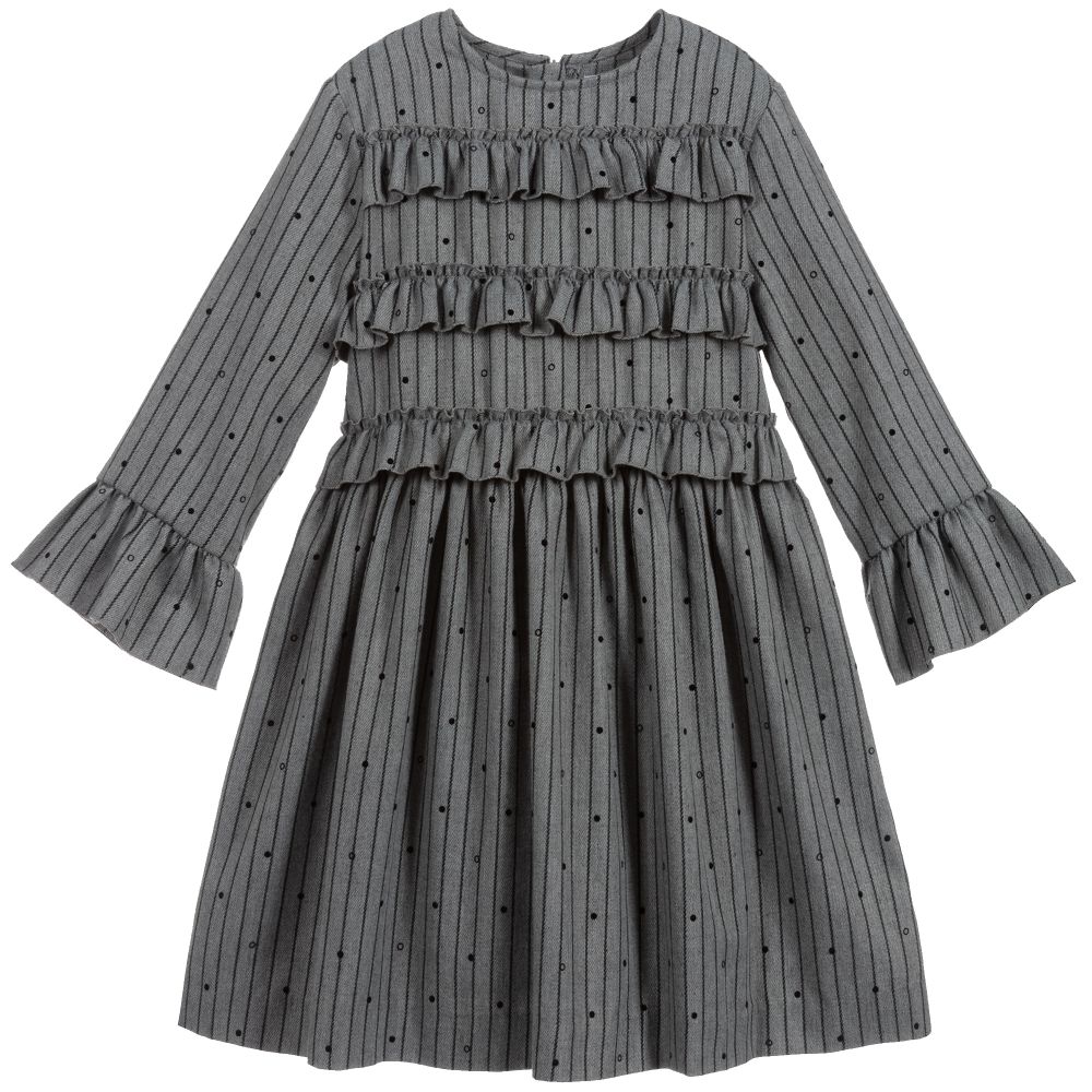 Mayoral - Teen Grey Striped Ruffle Dress | Childrensalon