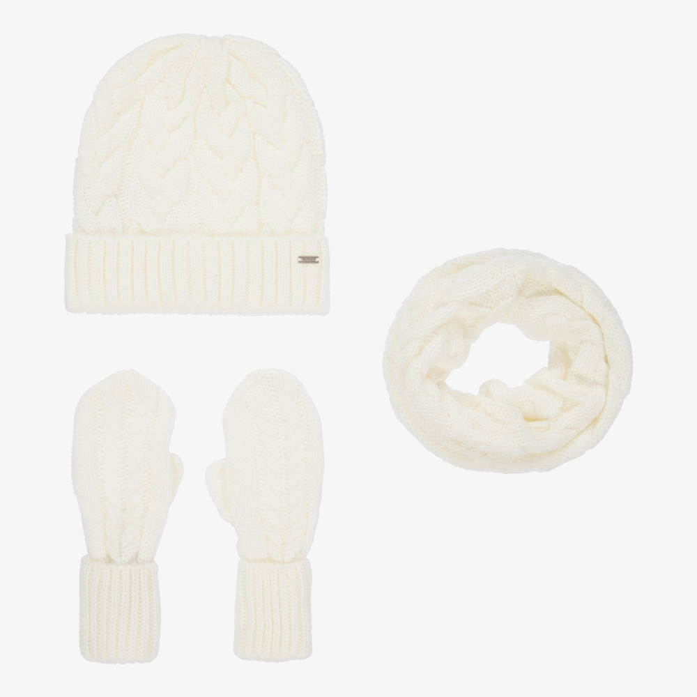 Mayoral - Teen Ivory Hat, Mittens & Snood | Childrensalon