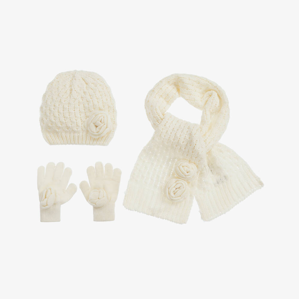 Mayoral-Teen Ivory Knitted Hat Set  | Childrensalon Outlet