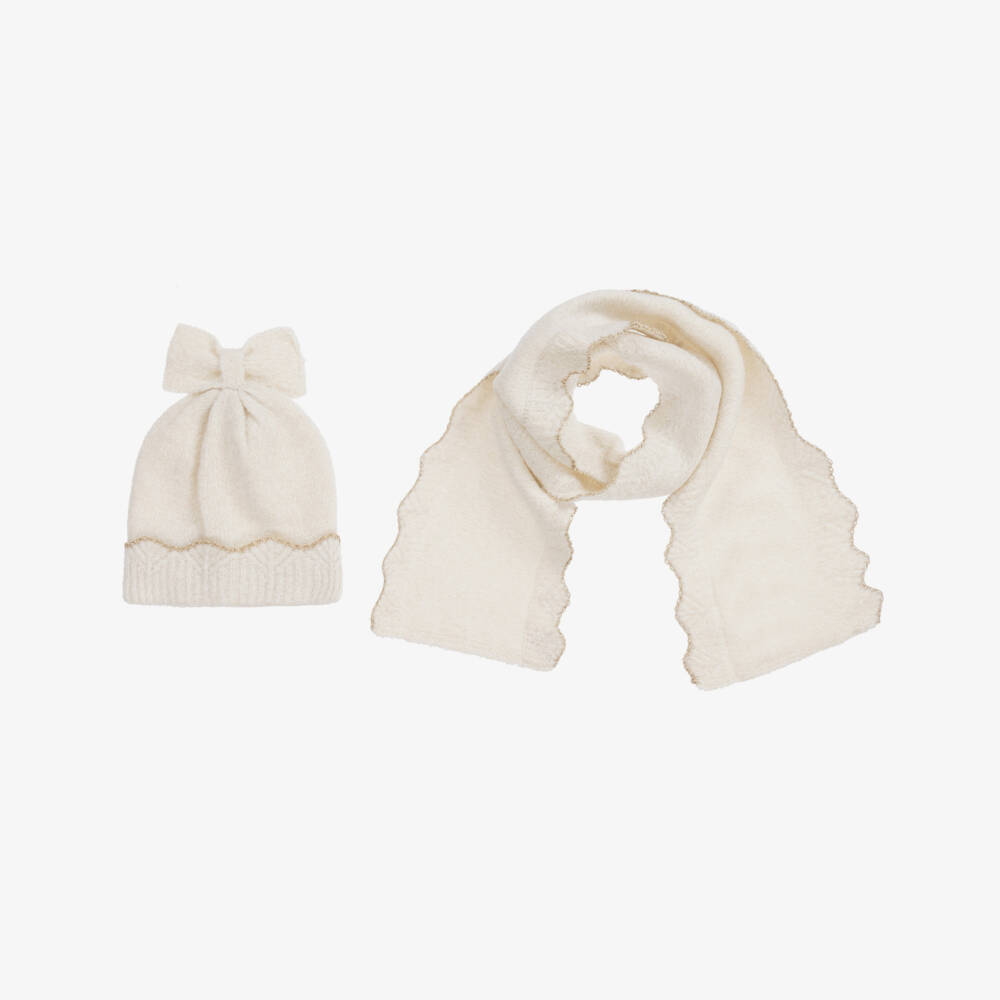 Mayoral-Teen Ivory Knitted Hat Set  | Childrensalon Outlet
