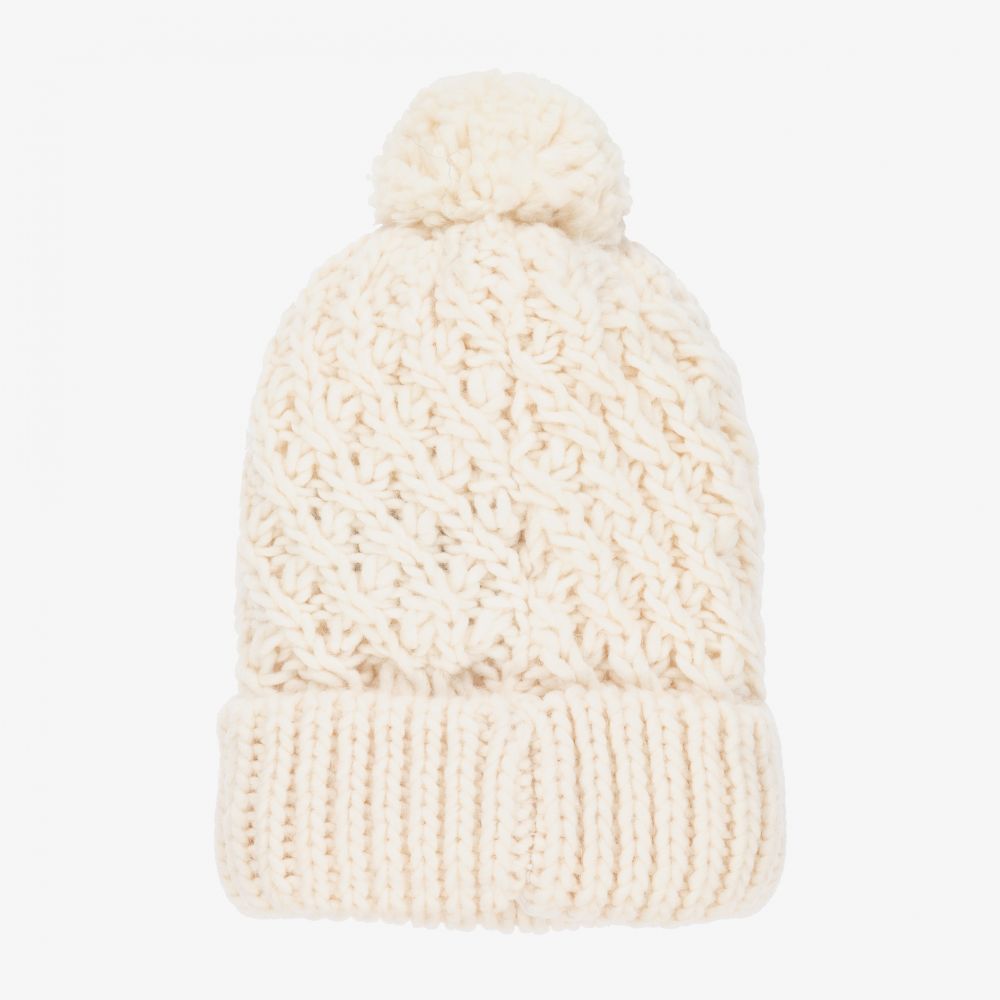 Mayoral-Кремовая шапка с помпоном для подростков | Childrensalon Outlet