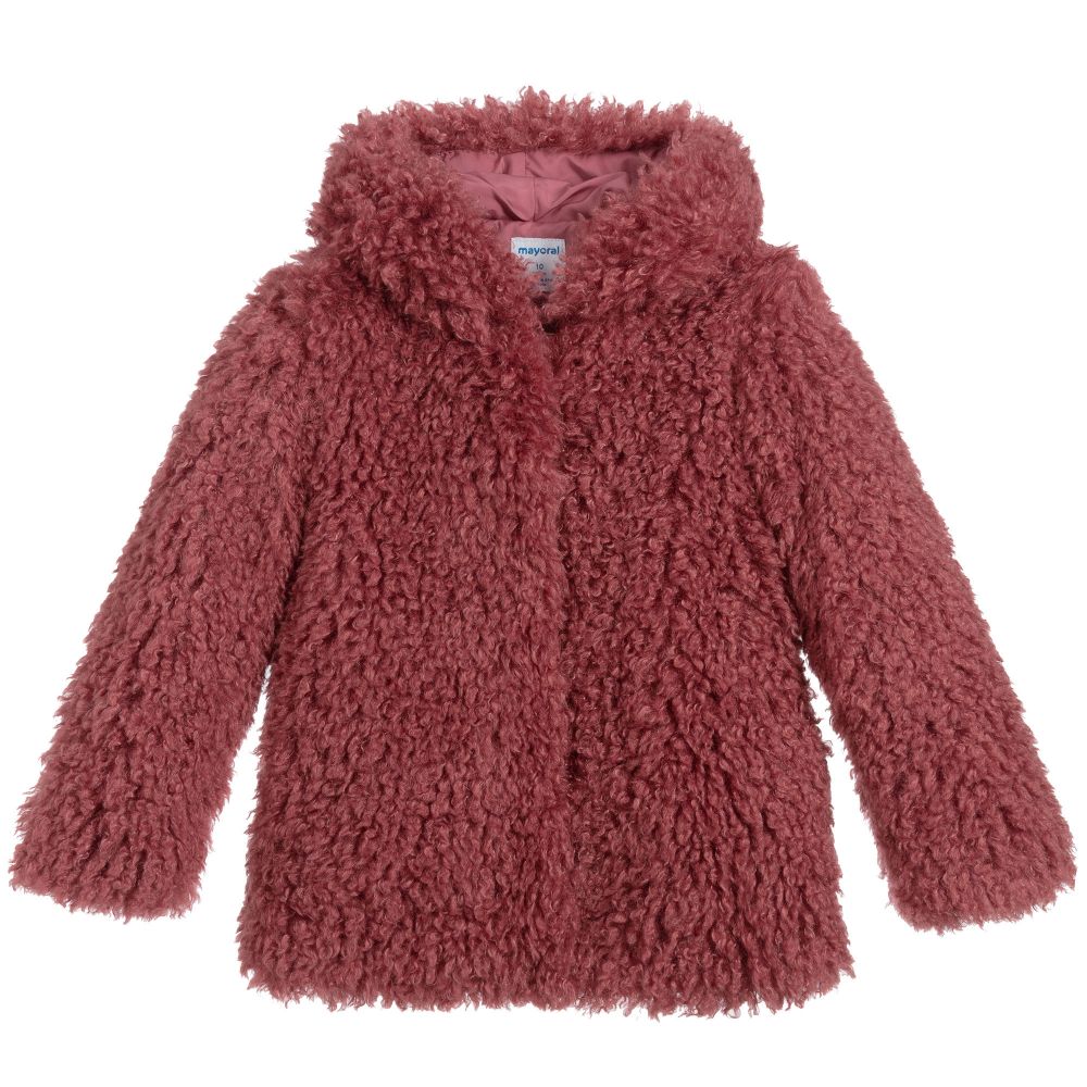 Mayoral - Teen Pink Faux Fur Coat | Childrensalon