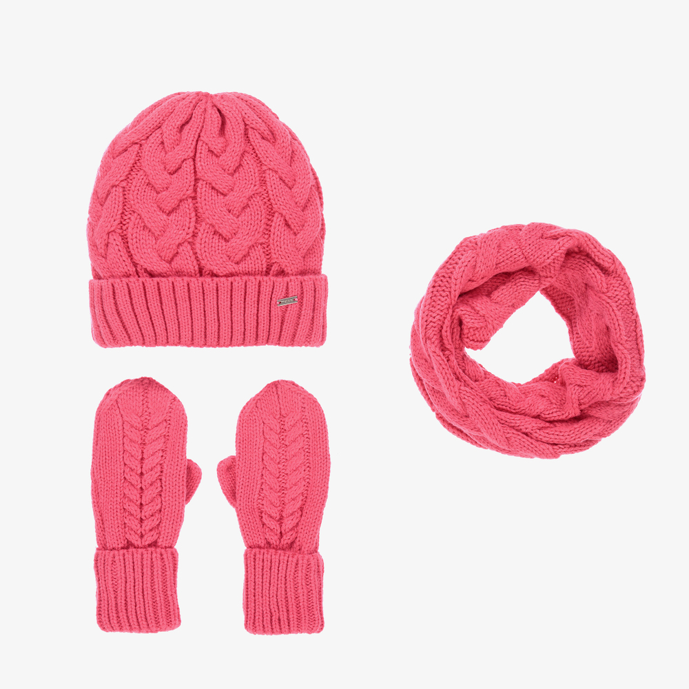 Mayoral - Teen Pink Hat, Mittens & Snood | Childrensalon