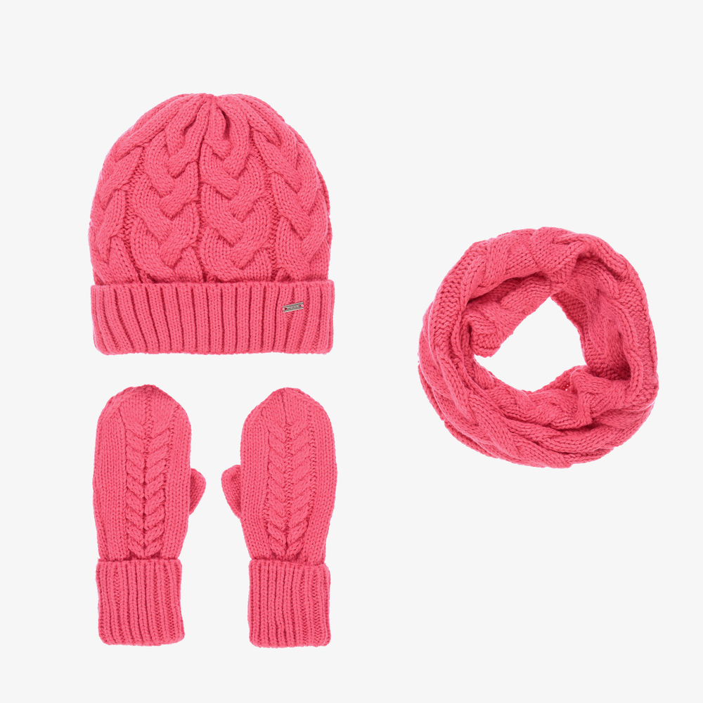 Mayoral-Teen Pink Hat, Mittens & Snood | Childrensalon Outlet