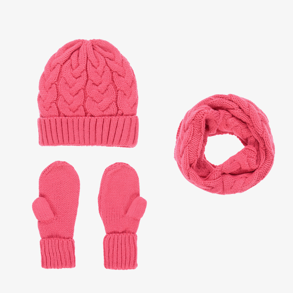 Mayoral-Розовая шапочка,варежки и снуд для девушек | Childrensalon Outlet