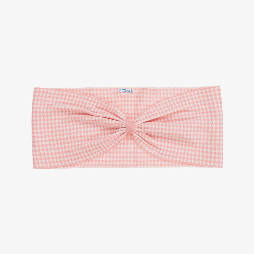 Mayoral-Teen Pink Houndstooth Hat Set | Childrensalon Outlet