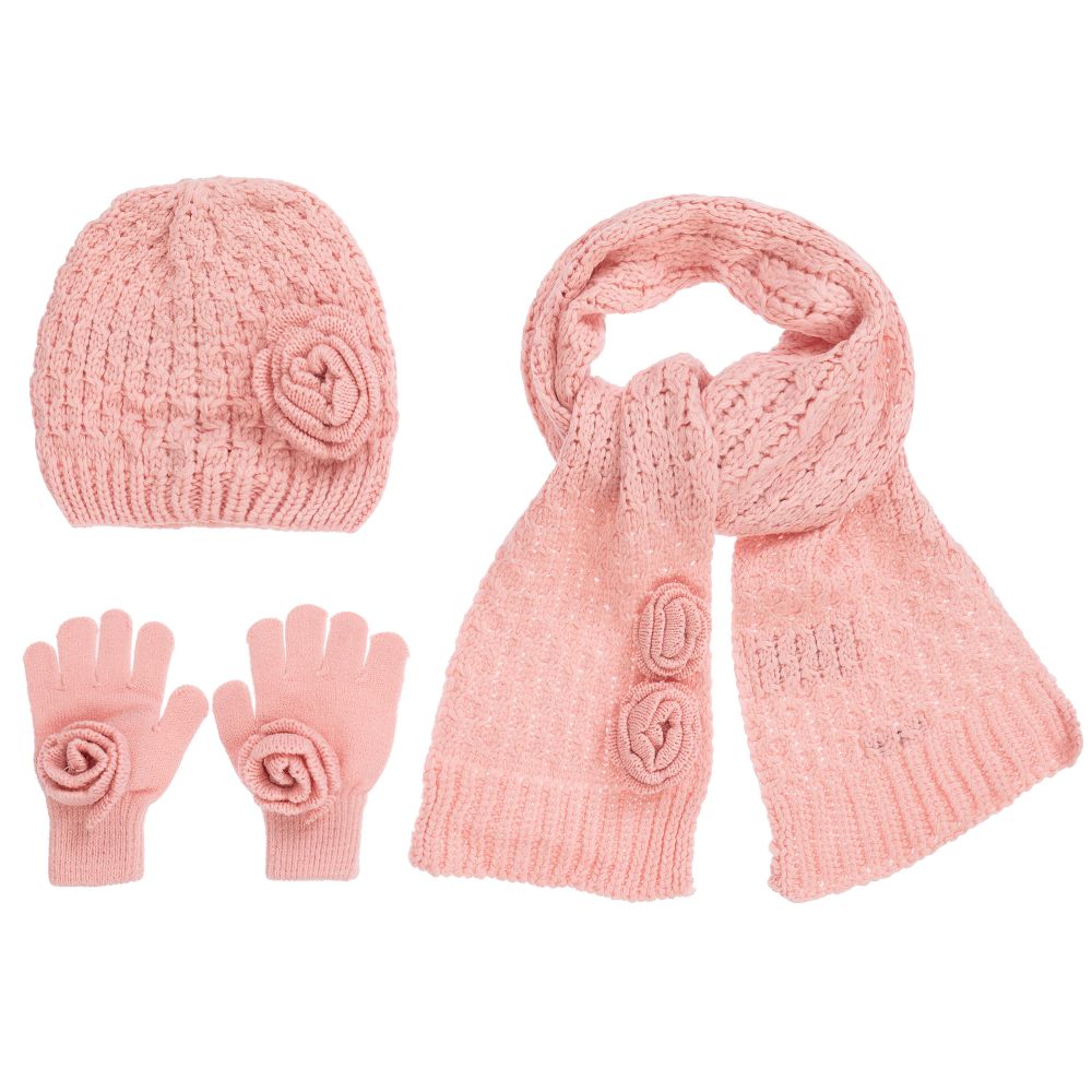 Mayoral - Teen Pink Knitted Hat Set  | Childrensalon