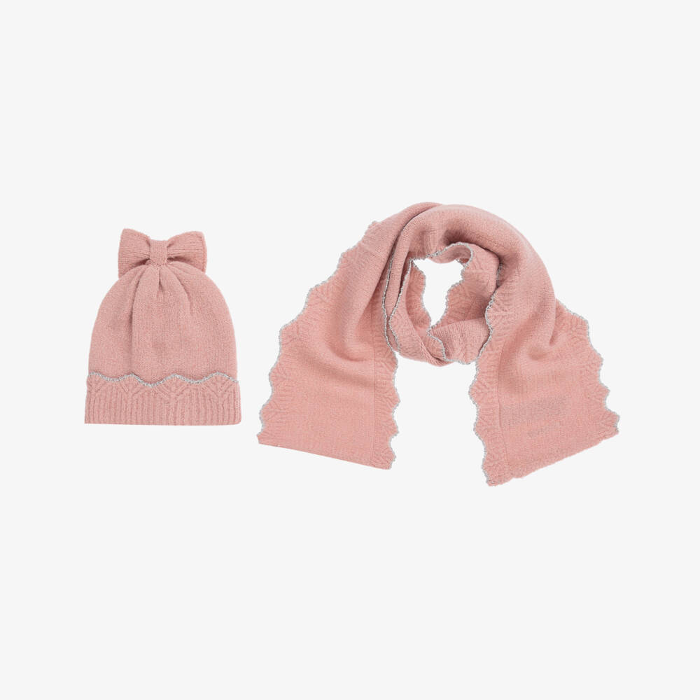 Mayoral-Teen Pink Knitted Hat Set  | Childrensalon Outlet