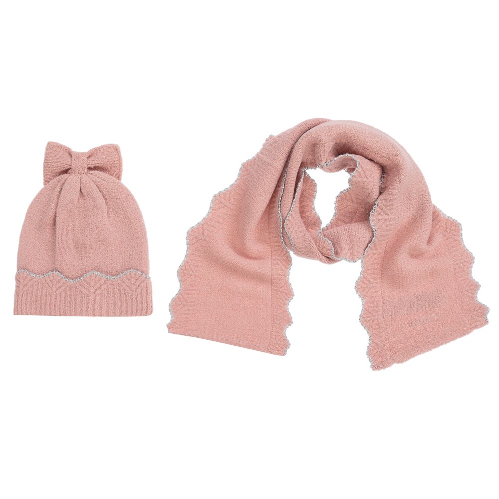 Mayoral - Teen Pink Knitted Hat Set  | Childrensalon