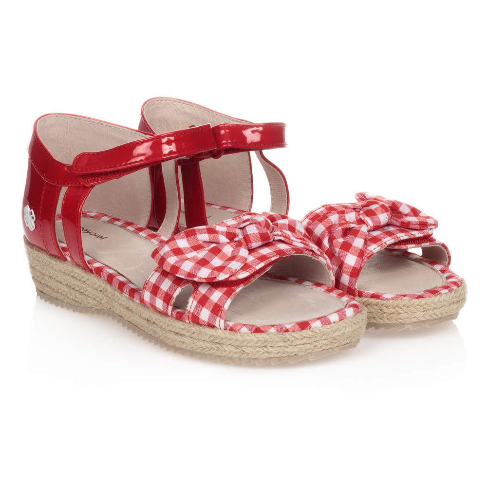 Mayoral - Rote Teen Sandalen mit Vichykaros | Childrensalon