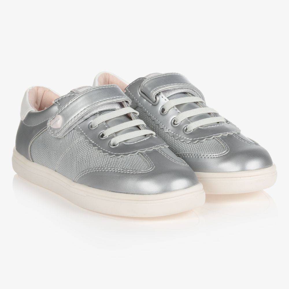Mayoral - Teen Silver Leather Trainers | Childrensalon