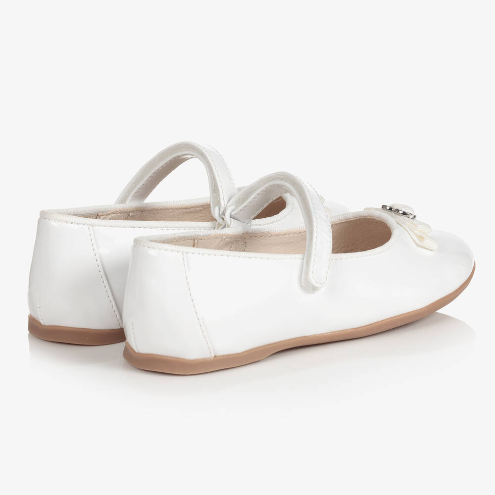 مايورال-حذاء باليرينا تينز بناتي جلد صناعي لامع لون أبيض | Childrensalon Outlet
