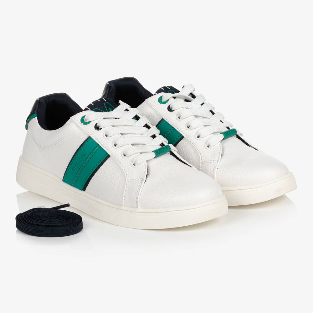 Mayoral - Teen White & Green Trainers | Childrensalon