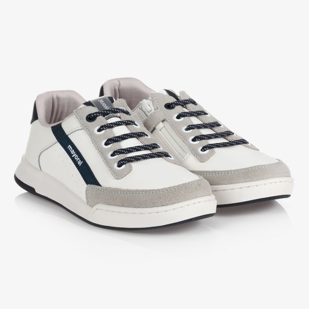 Mayoral - Teen White Leather Trainers | Childrensalon