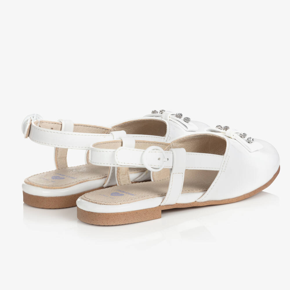 مايورال-حذاء باليرينا تينز بناتي جلد صناعي لامع لون أبيض | Childrensalon Outlet