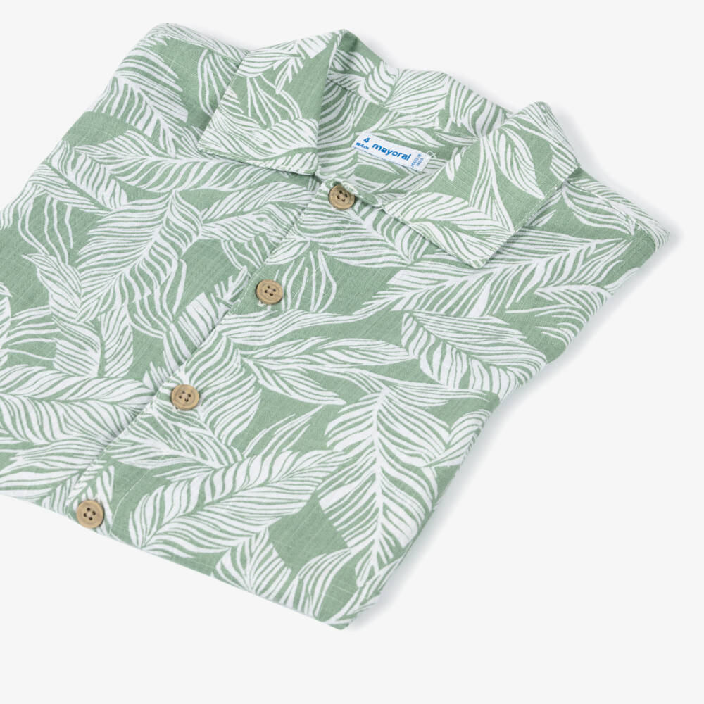 Mayoral-قميص بطبعة أوراق استوائية خضراء للشباب | Childrensalon Outlet