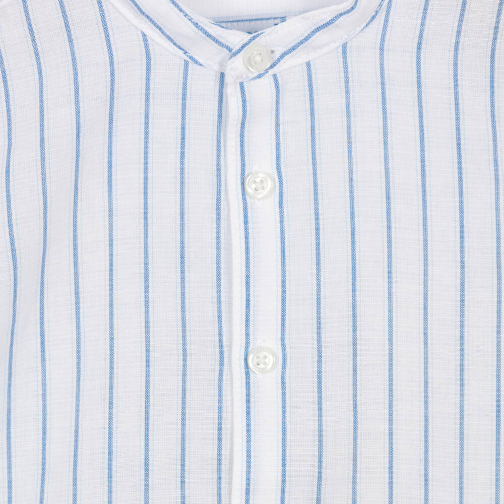 Mayoral-White And Blue Stripe Shirt | Childrensalon Outlet