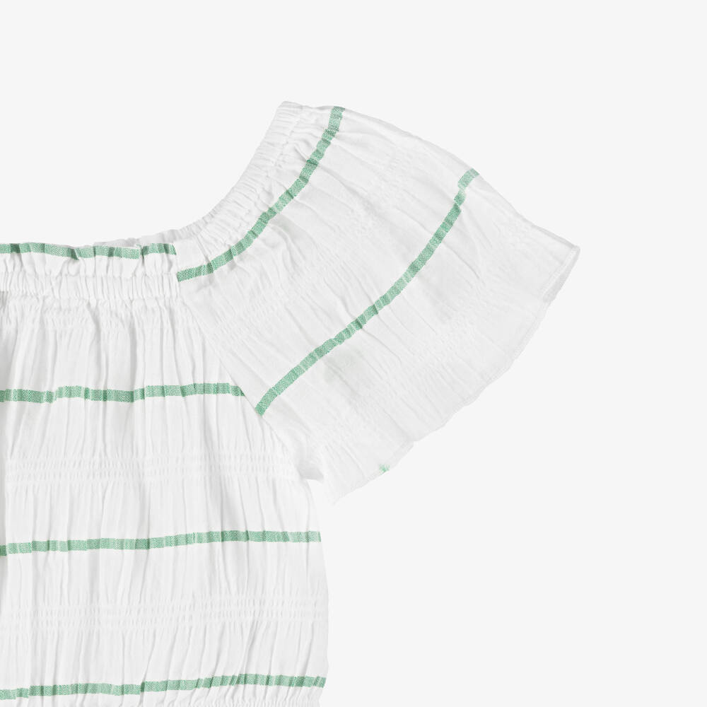 Mayoral-White And Green Stripe Trouser Set | Childrensalon Outlet
