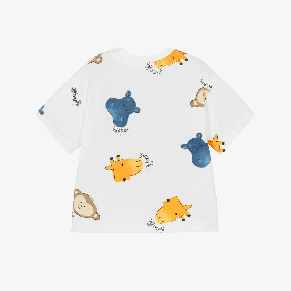 Mayoral-White Animal T-shirt | Childrensalon Outlet
