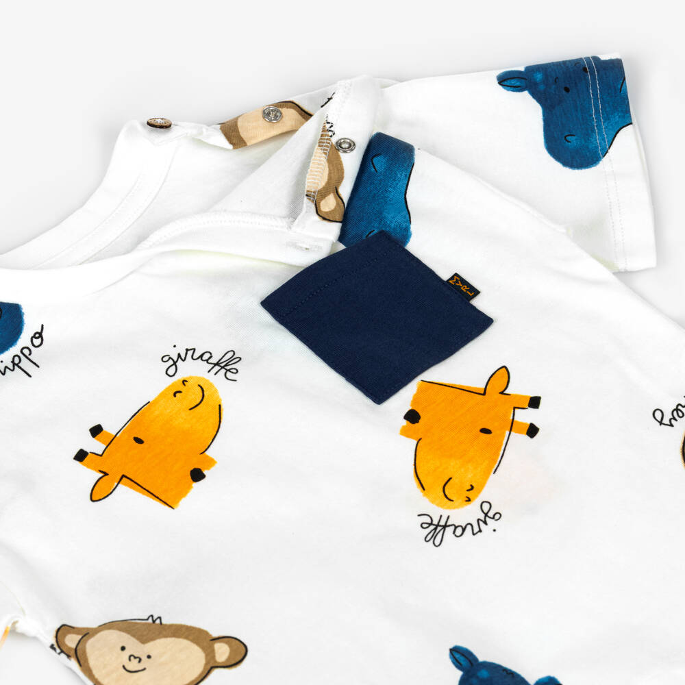 Mayoral-White Animal T-shirt | Childrensalon Outlet