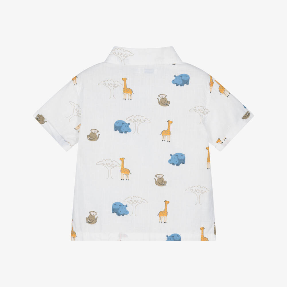 Mayoral-White Animals Shirt | Childrensalon Outlet