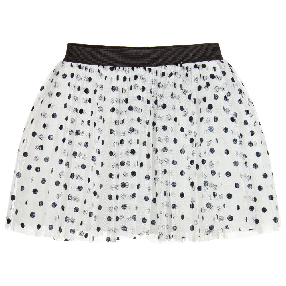 Mayoral - White & Black Dots Tulle Skirt | Childrensalon