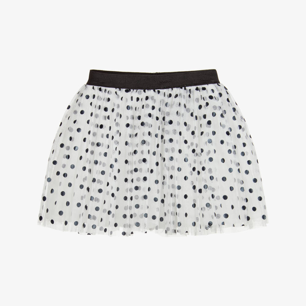 Mayoral-تنورة تول لون أبيض و أسو د | Childrensalon Outlet