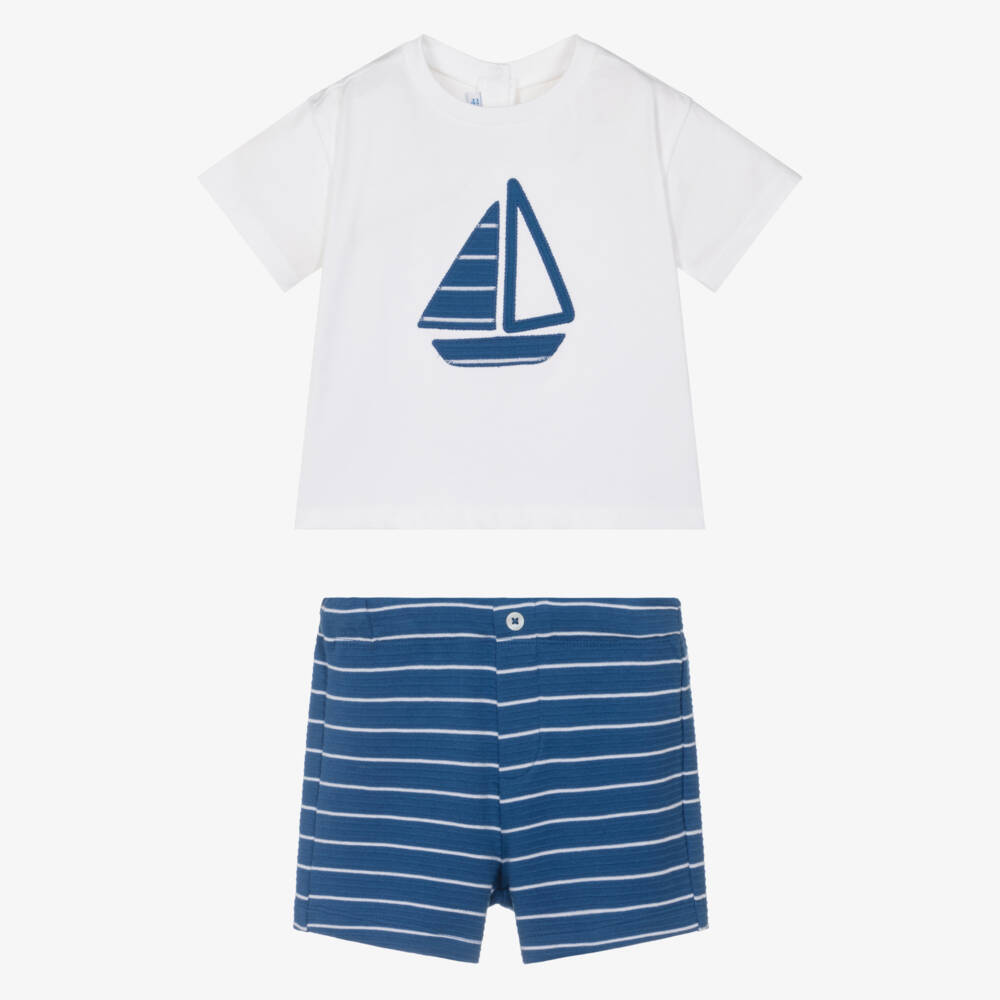 Mayoral-White & Blue Boat Short Set | Childrensalon Outlet