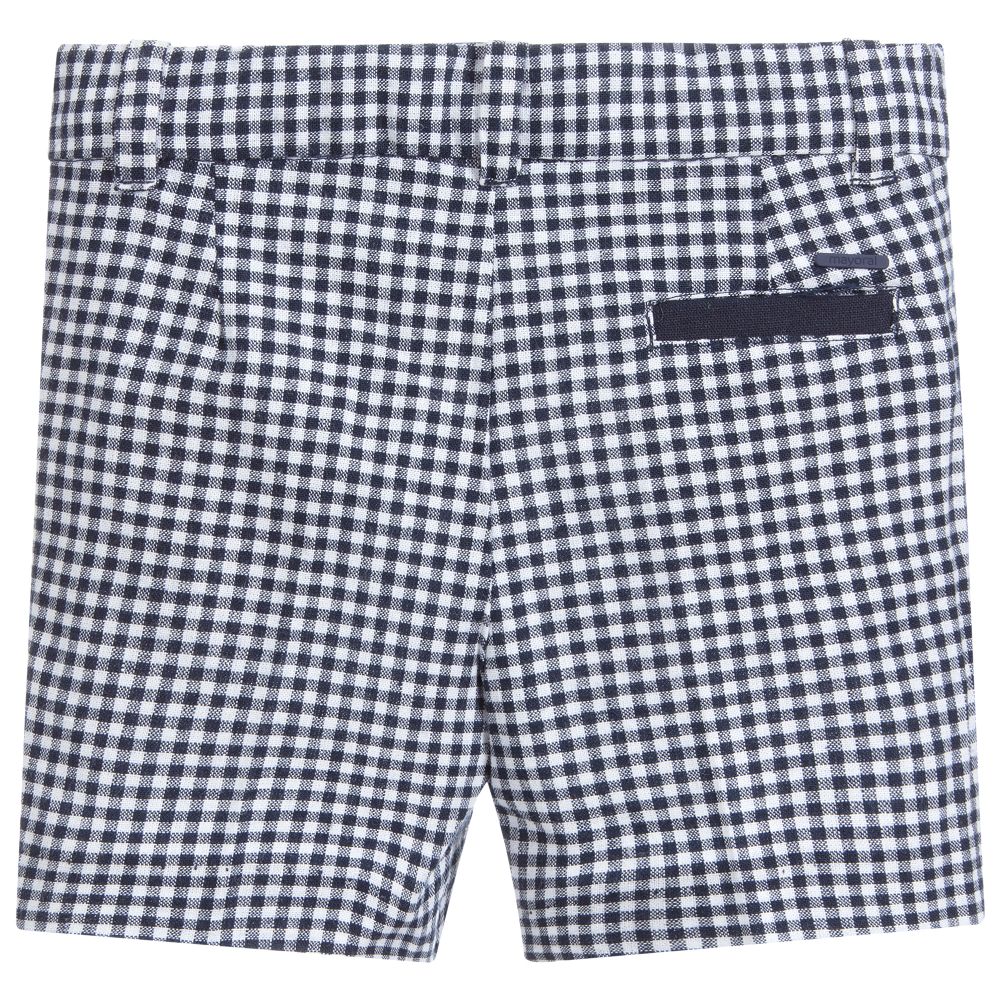 Mayoral-White & Blue Checked Shorts | Childrensalon Outlet